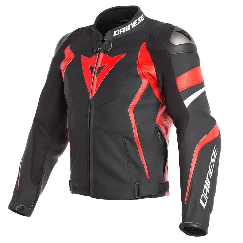 Dainese Avro 4 Leather Jacket Black-Matte/Lava-Red/White (54) 1