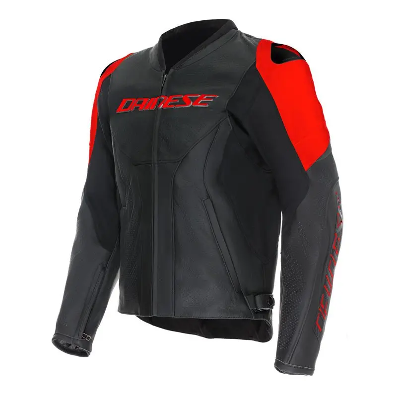 Dainese Racing 5 Perf Leather Jacket Black/Red Fluo 44 1