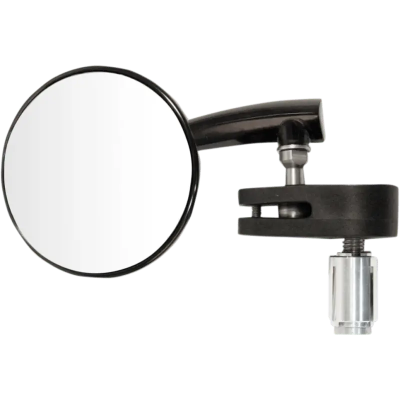 Emgo Aluminum Round Bar End Mirror Left (Black) 1