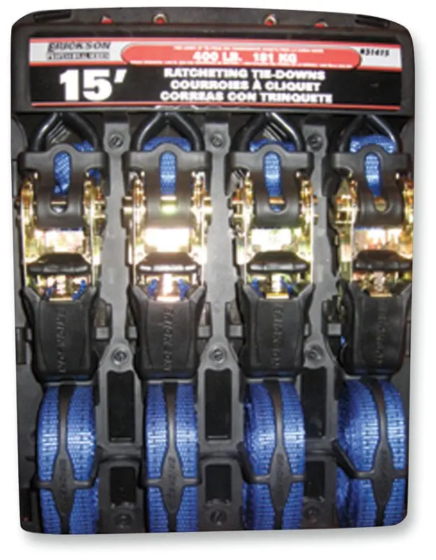 Erickson 1"X15' 1200Lb Rubbr Ratchet Tie-Down 4 Pack 1