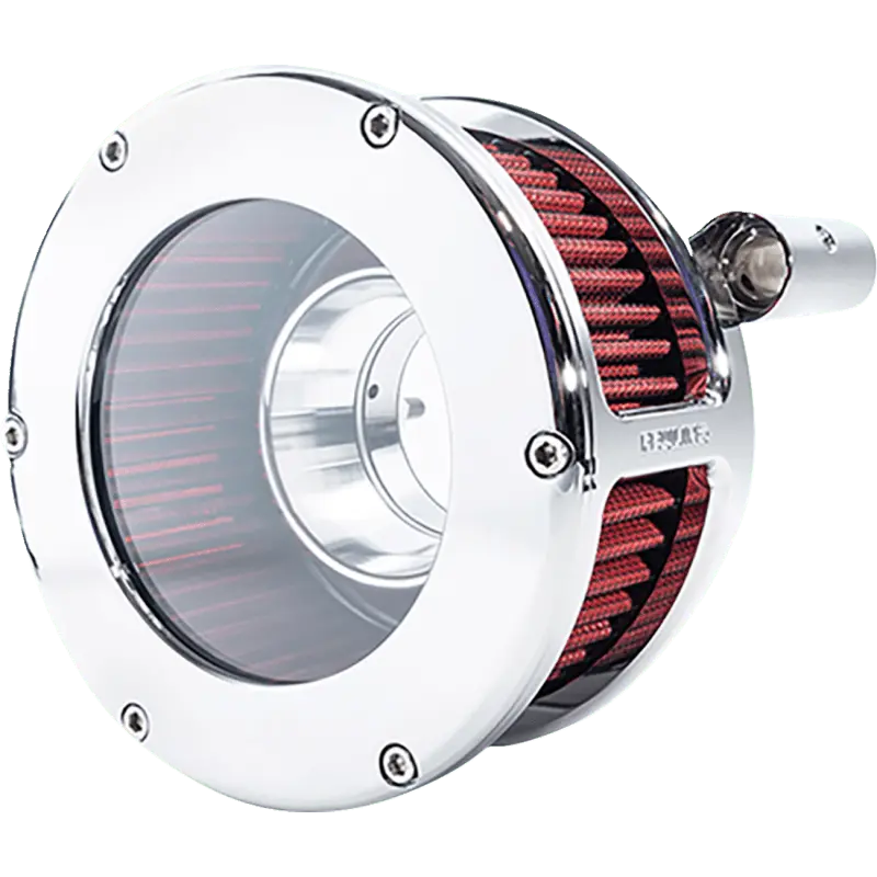 Feuling Oil Pump Corp. Air Cleaner Ba Cover Chrome/Red 93-99 Evo Bt 1