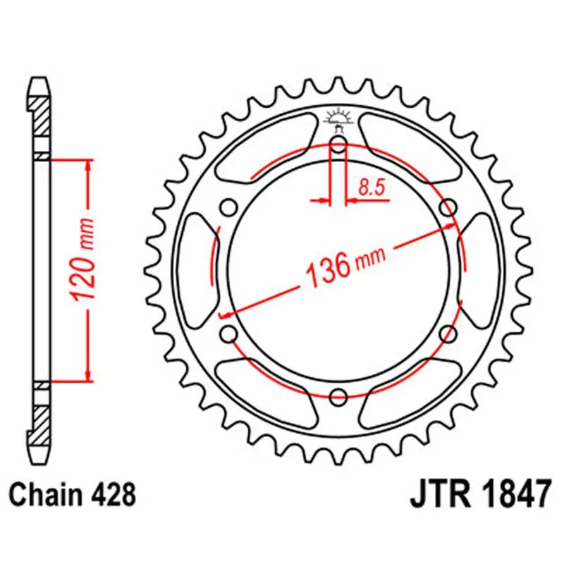 Jt Sprocket Rear 428 51T 1