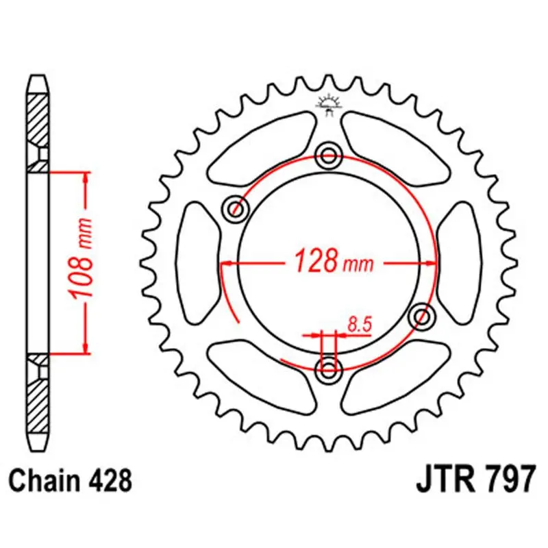 Jt Sprocket Rear 428 57T 1