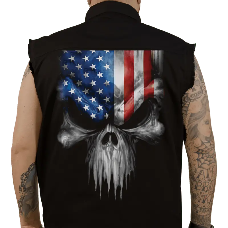 Lethal Threat Usa Skull Melt Sleeveless Shirt Lge 1