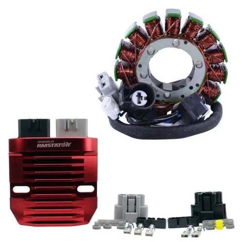 Rms Kit Stator + Red Machined Aluminum Mosfet Regulator (Cnc) (Kawasaki) 1