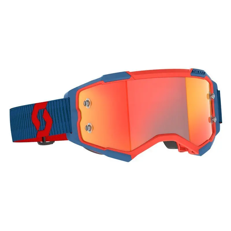 Scott Fury Goggles Dark Blue/Neon Red Orange Chrome Works 1