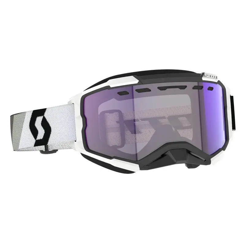 Scott Fury Snowmobile Goggles (Premium Black/White Light Sensitive Blue Chrome) 1