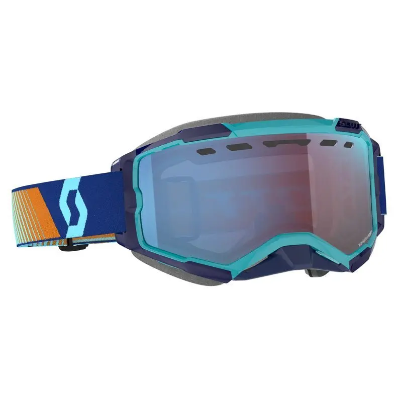 Scott Fury Snowmobile Goggles (Royal Blue/Orange Blue Chrome) 1
