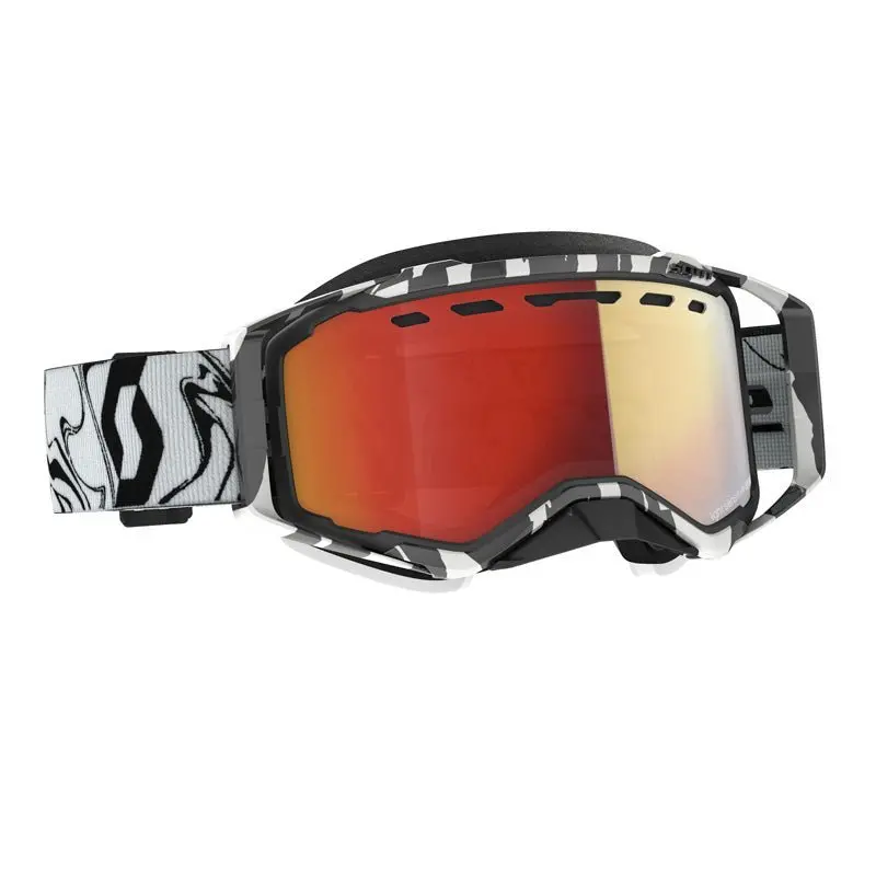 Scott Prospect Snowmobile Goggles (Marble Black/White Light Sensitive Red Chrome) 1