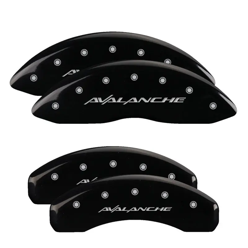 Mgp 4 Caliper Covers Engraved Front & Rear Avalanche Black Finish Silver Ch 1