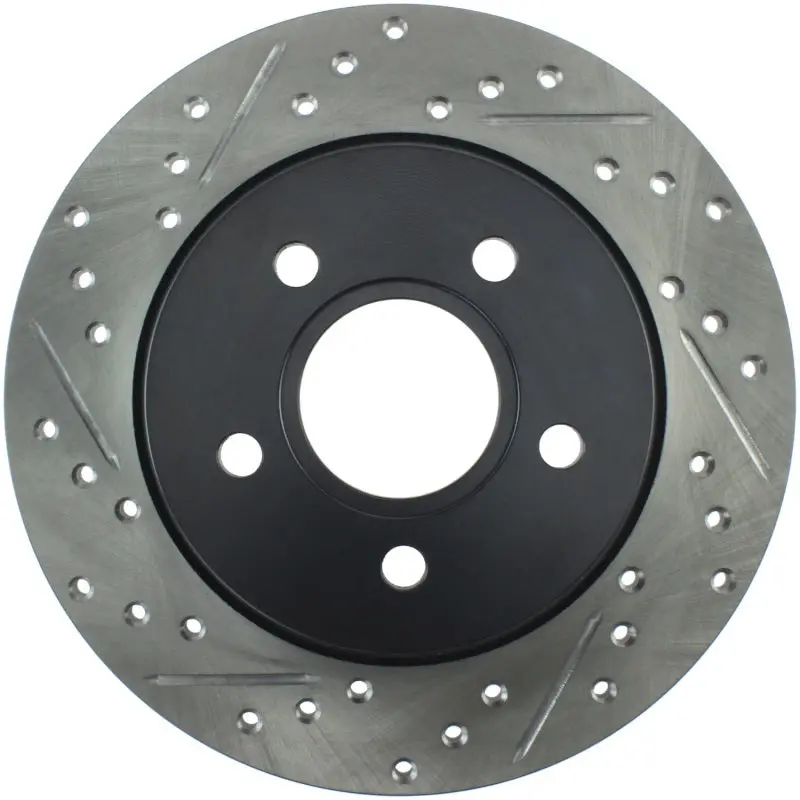Stoptech Slotted & Drilled Rear Brake Rotor – Right Side For 2012–2015 Ford Focus With Rear Disc Brakes 1