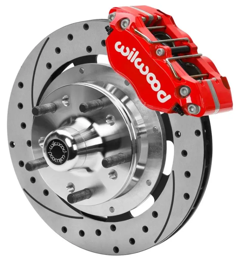 Wilwood Dynapro Front Brake Kit For 1970–1981 F-Body & 1975–1979 A-Body/X-Body Vehicles – 11.75" Drilled/Slotted Rotors, Red Calipers, Pd Spindle Compatible 1