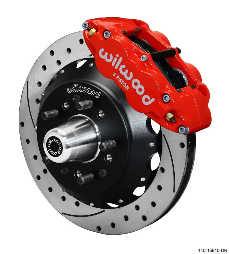 Wilwood Narrow Superlite 6R Front Big Brake Kit – 12.88 Inch Drilled & Slotted Rotors, Red Calipers 1