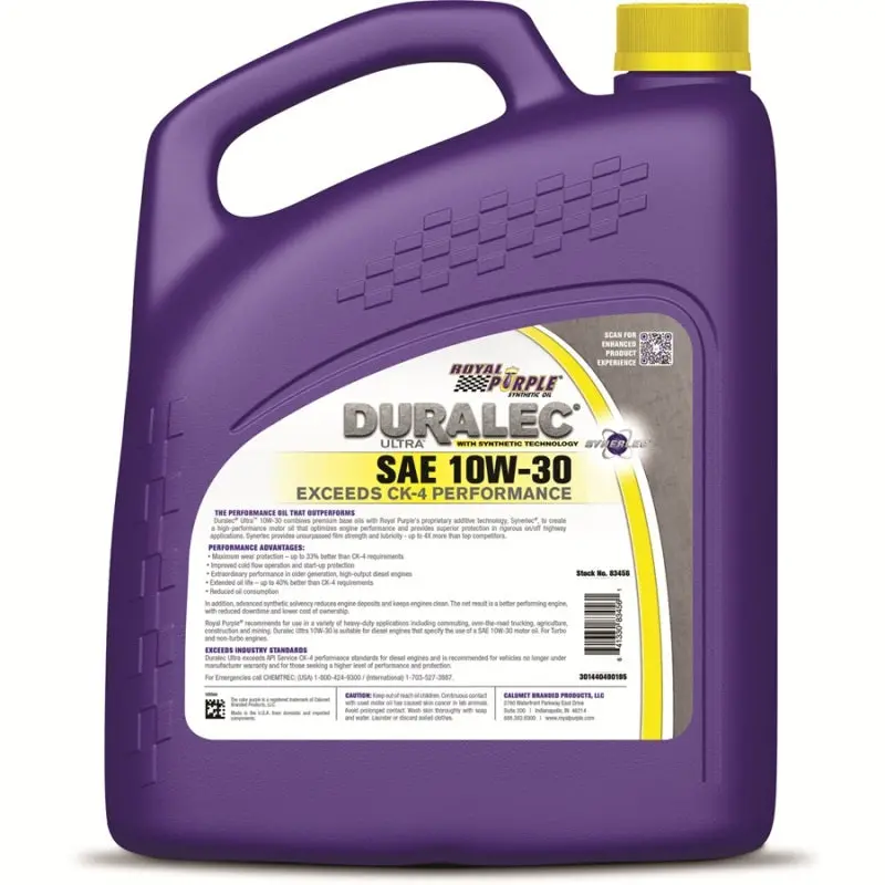 Royal Purple Duralec Ultra Diesel Motor Oil – 10W-30 Ck-4 Certified, 1-Gallon Container 1