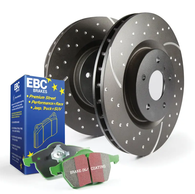 Ebc S10 Brake Kit – Greenstuff Semi-Metallic Pads And Gd Series Drilled And Slotted Rotors 1