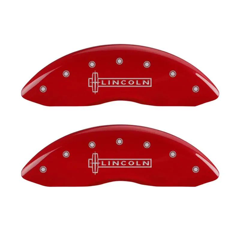 Mgp Engraved Caliper Covers: Front — Lincoln Logo, Rear — Star Emblem, Red Accents On Silver Base 1