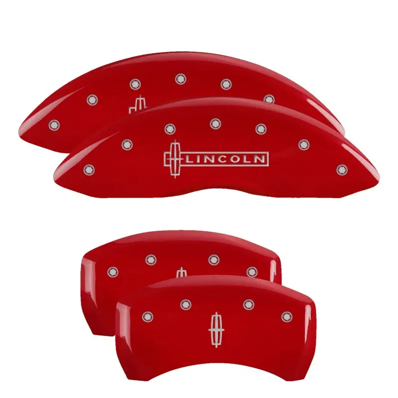 Mgp Engraved Caliper Covers: Front — Lincoln Logo, Rear — Star Emblem, Red Accents On Silver Base 2