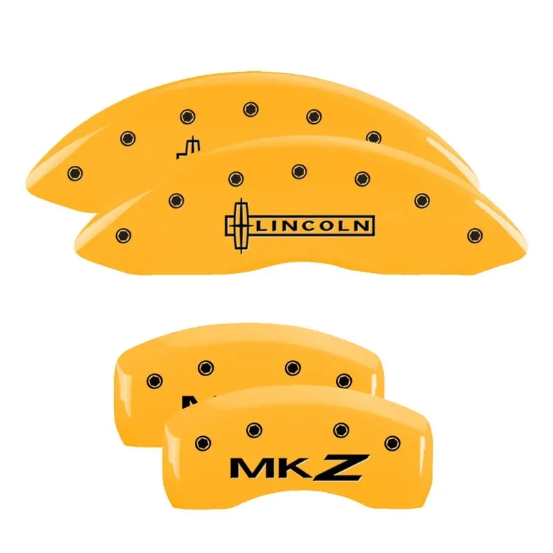 Mgp Engraved 4-Piston Caliper Covers For 2017 Lincoln Mkz – Yellow Finish With Black Charcoal Accents 1