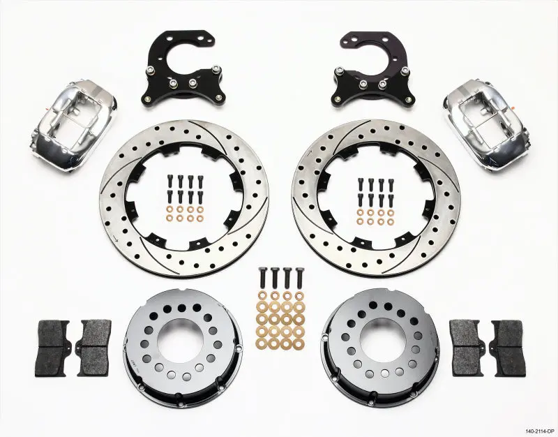 Wilwood Forged Dynalite Power-Steering Rear Brake Kit – Drilled & Polished, Big Ford Calipers, 2.54" Offset 1
