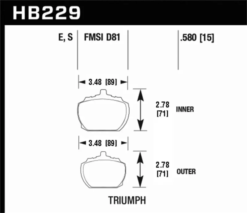 Hawk 70-73 Triumph Stag Front Er-1 Brake Pads 1