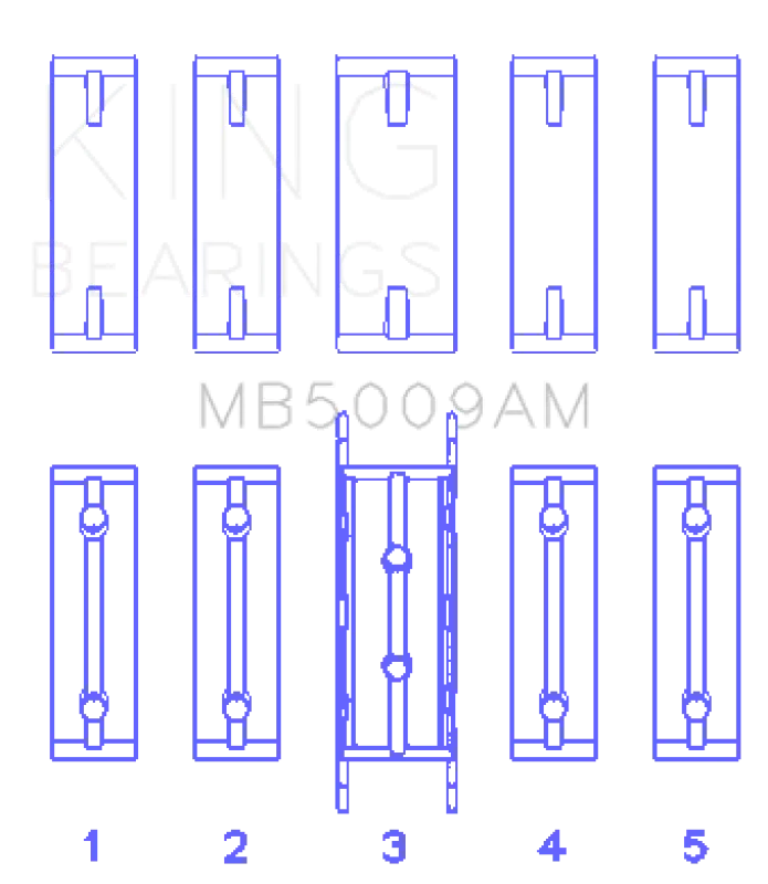 King Engine Bearings Main Bearing Set – Ford Fiesta 1.25L Zetec / 1.6L Ecoboost, Oversize +0.25Mm 2