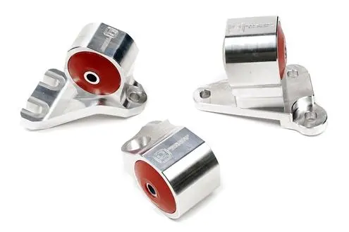 Innovative Civic B/D-Series Engine Mounts: Silver Aluminum Construction, 75A Durometer Bushings, 3-Bolt Fitment 1